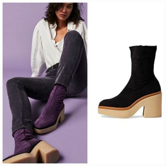 Free People Gigi BLACK Suede Ankle Boot Size 8 NEW - Picture 2 of 13